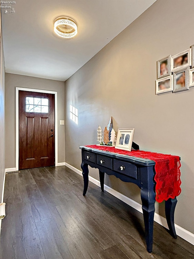 foyer featuring dark wood-type flooring