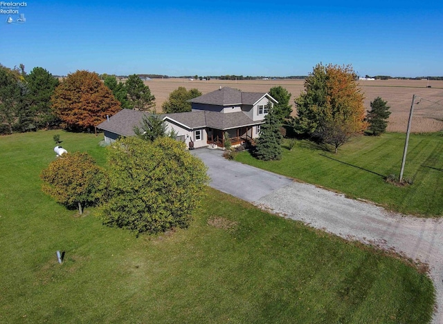 drone / aerial view with a rural view