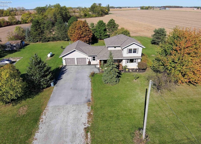 aerial view with a rural view