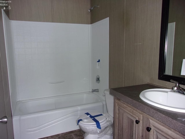 full bathroom with vanity, toilet, and shower / bath combination