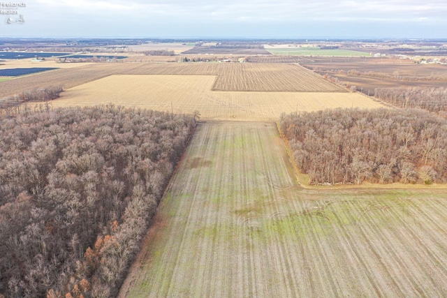 birds eye view of property with a rural view