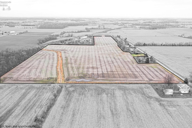 drone / aerial view featuring a rural view