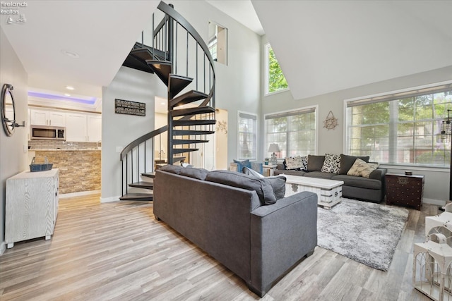 living room featuring light hardwood / wood-style floors