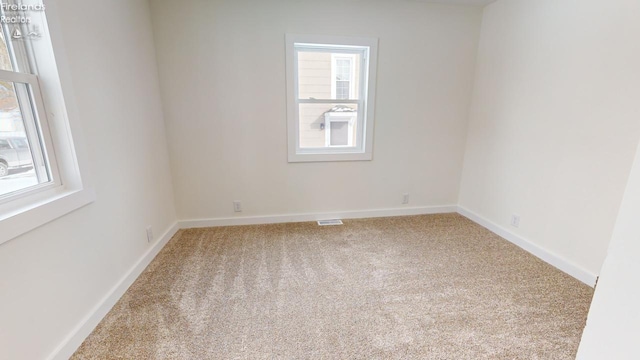 carpeted empty room featuring a wealth of natural light