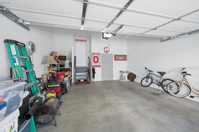 garage with a garage door opener