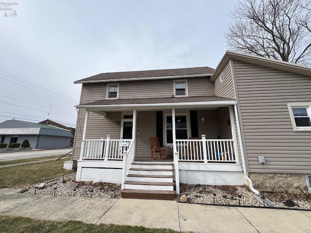 view of front facade featuring covered porch