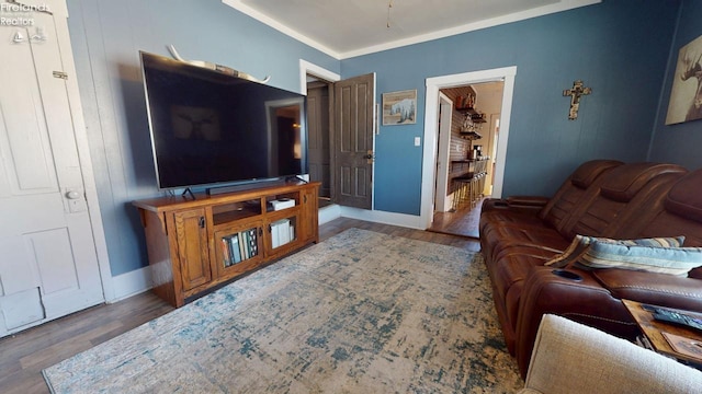 living room with dark hardwood / wood-style floors