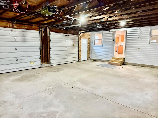 garage with a garage door opener