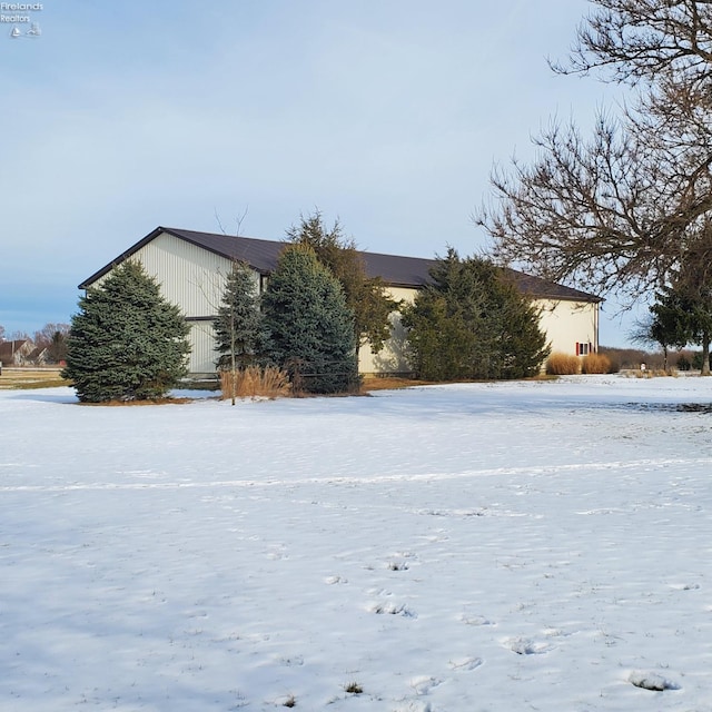 view of snow covered exterior