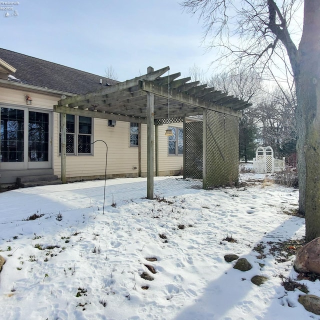 exterior space with a pergola