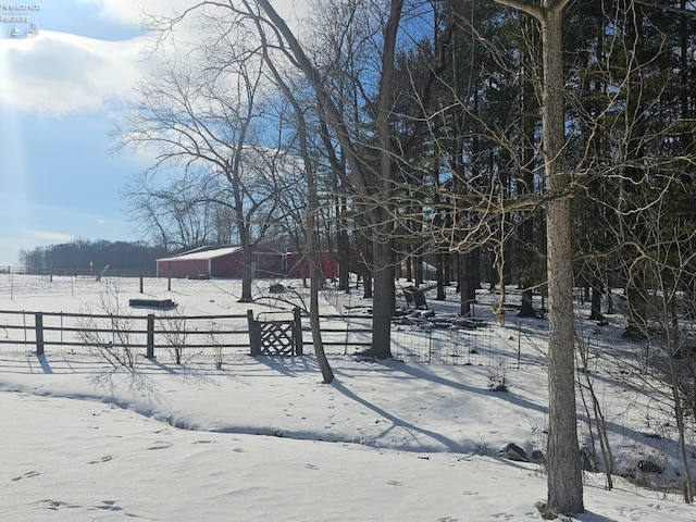 view of yard covered in snow