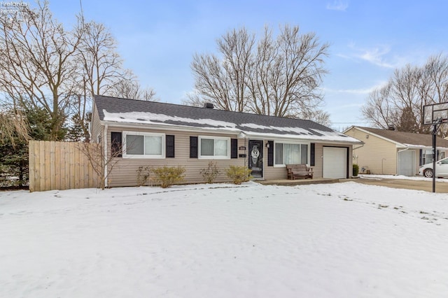 single story home with a garage