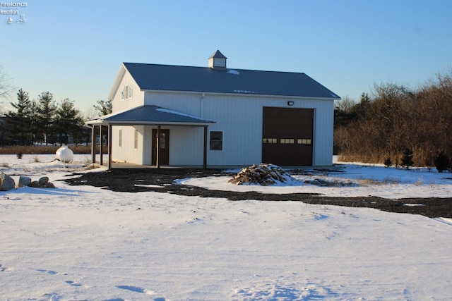 view of snow covered property