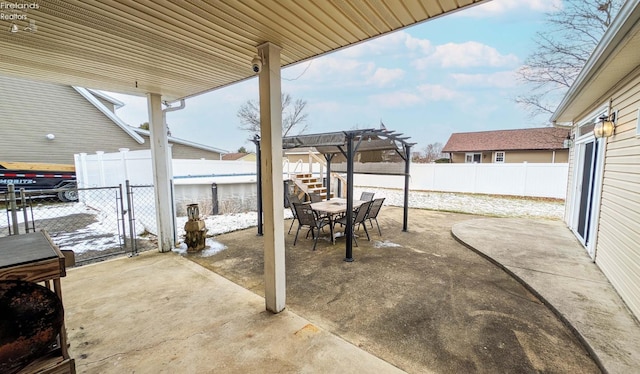 view of patio featuring a pergola