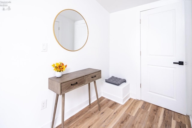 doorway with light hardwood / wood-style floors