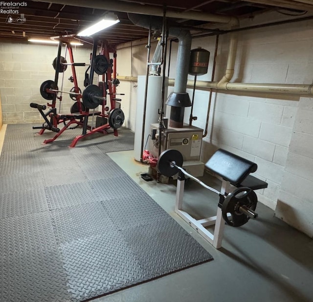 workout room with water heater