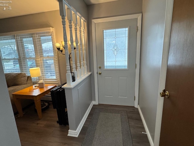 entryway with dark hardwood / wood-style floors