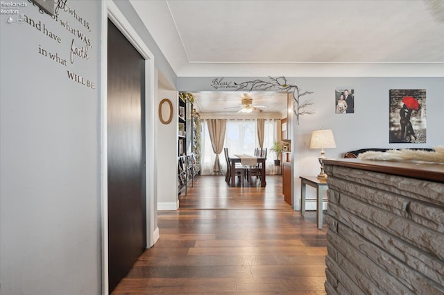 hall featuring dark hardwood / wood-style flooring