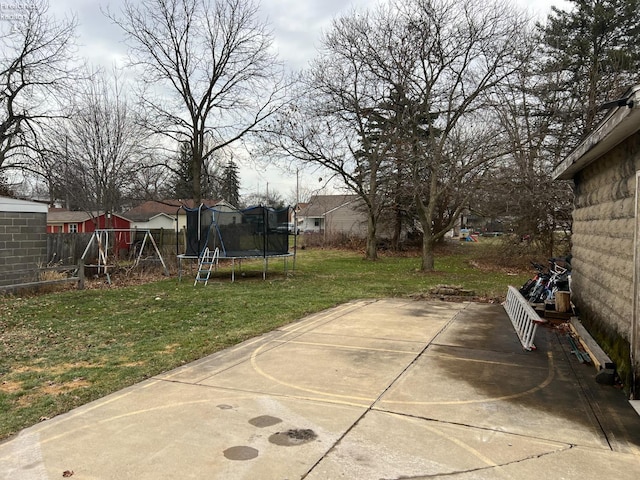 view of patio / terrace with a trampoline