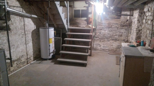 basement with gas water heater