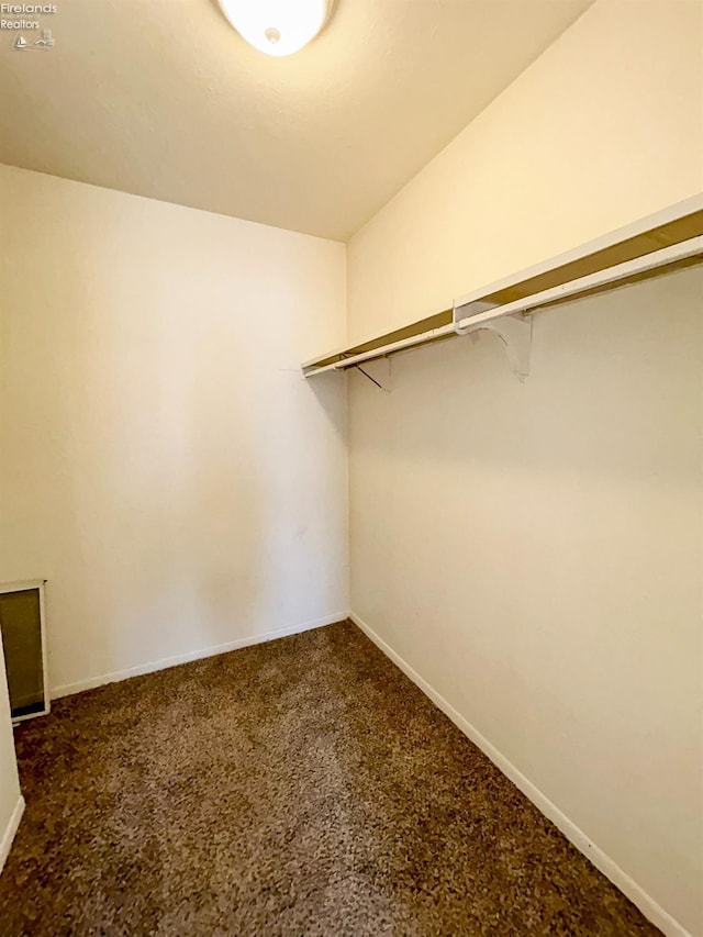 spacious closet with dark carpet