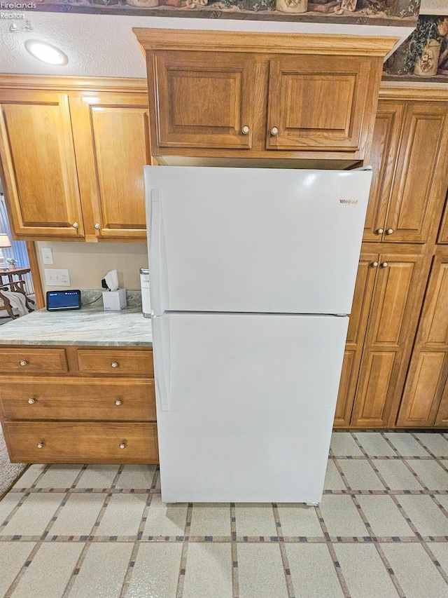 kitchen with white fridge