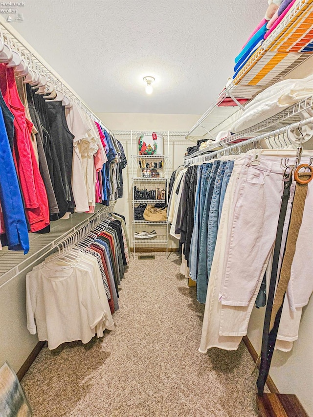 spacious closet featuring carpet floors