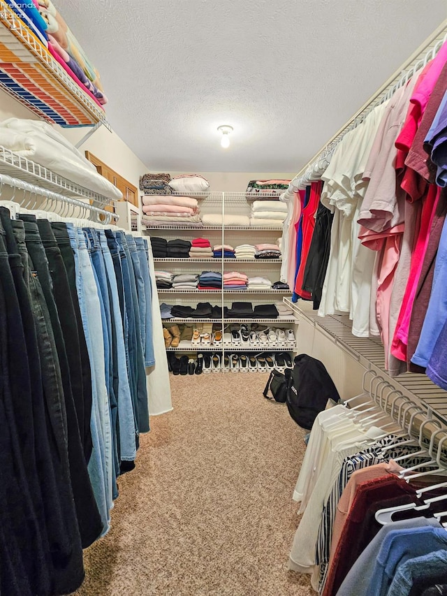 spacious closet with carpet flooring