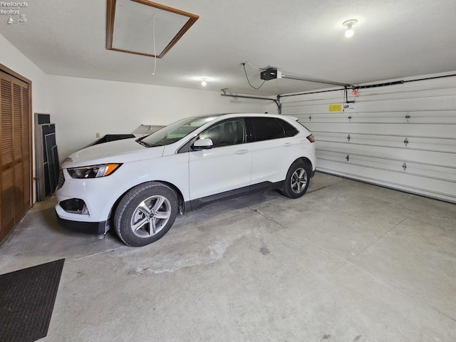 garage with a garage door opener