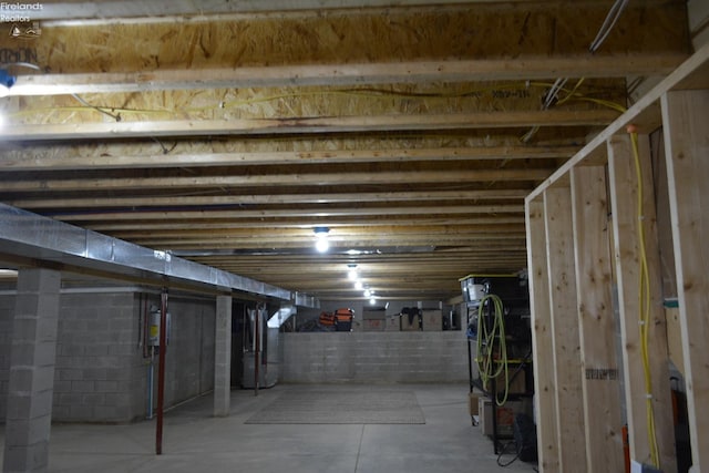 basement with heating unit