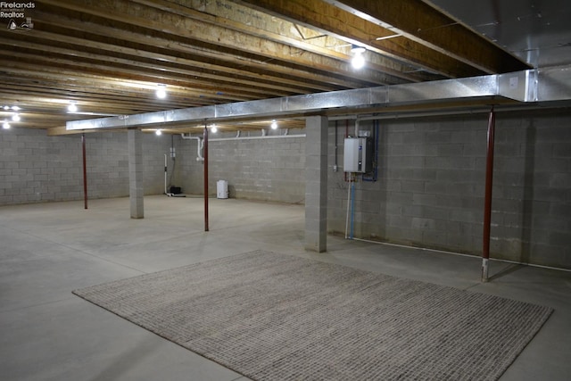 basement with electric panel