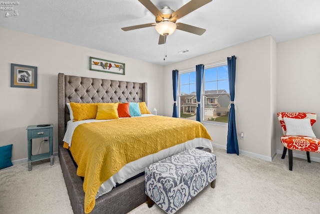 bedroom with carpet and ceiling fan