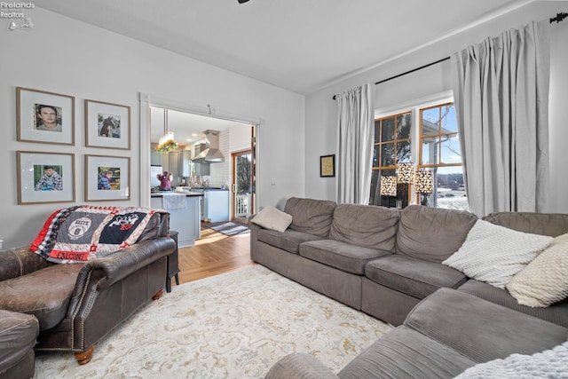 living room with wood-type flooring