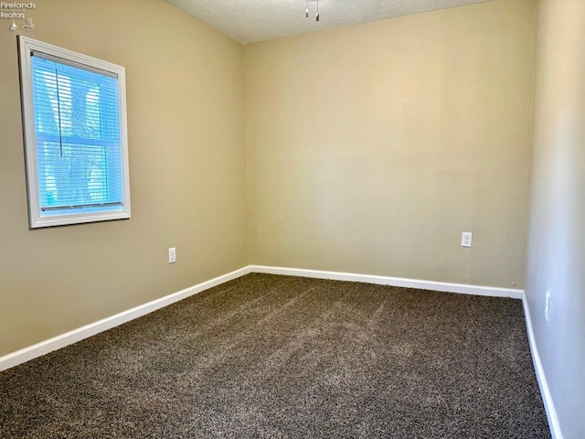 spare room featuring carpet flooring and a textured ceiling