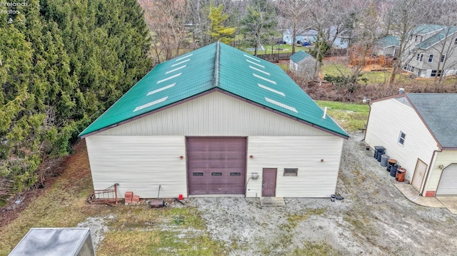 exterior space with a garage