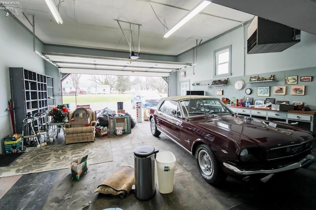 garage with a garage door opener