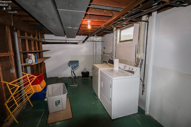 basement with independent washer and dryer