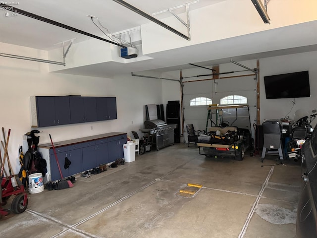 garage with a garage door opener