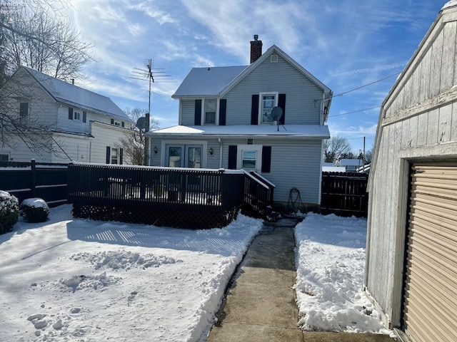 view of front of house with a deck