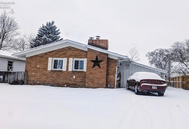 view of snow covered exterior