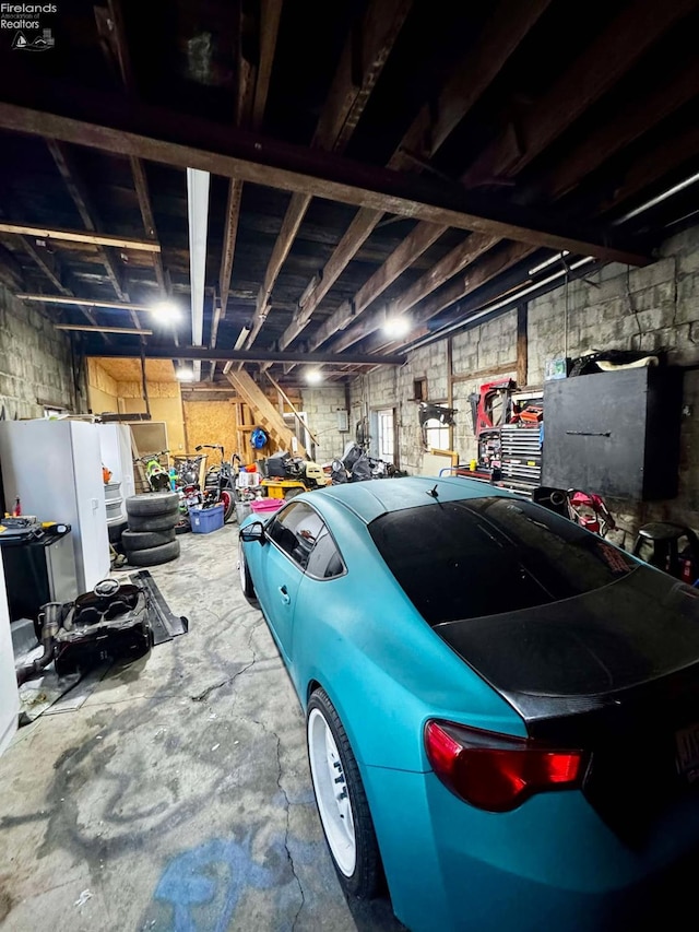 view of garage