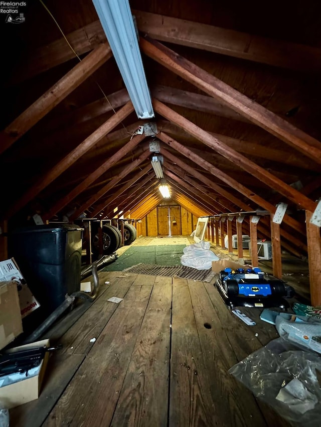 view of unfinished attic