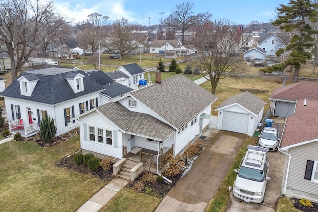 drone / aerial view with a residential view