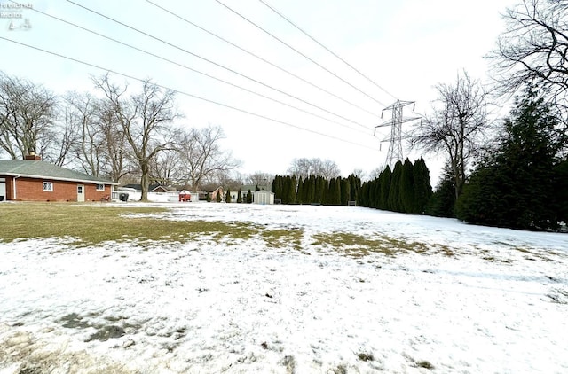 view of yard covered in snow