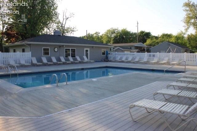 community pool with fence