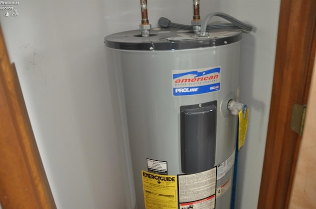 utility room featuring water heater