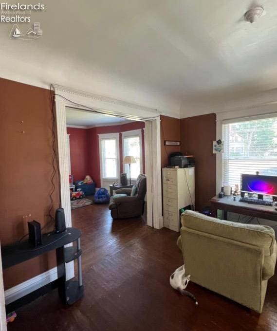 living area with wood finished floors