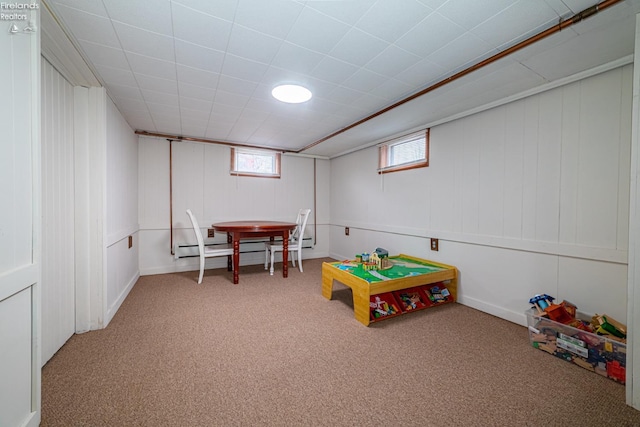 rec room featuring carpet