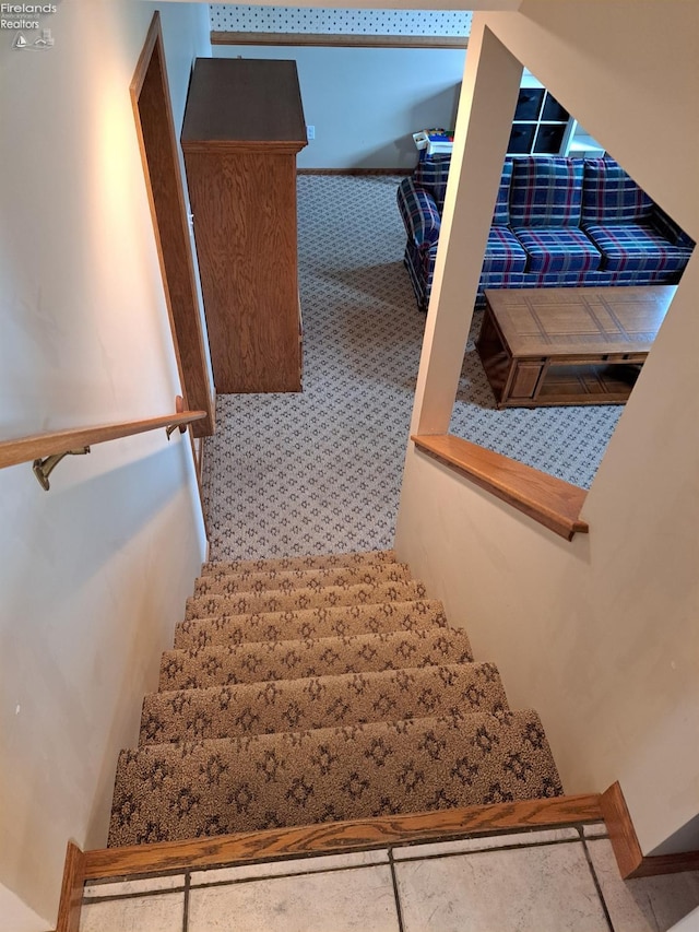 stairs with carpet floors