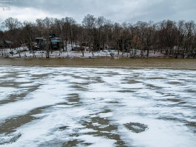 view of yard with a water view